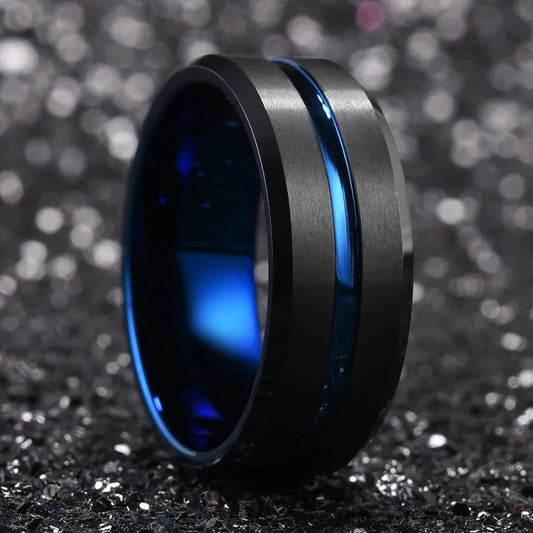 Men’s Matte Black Modern Band Ring