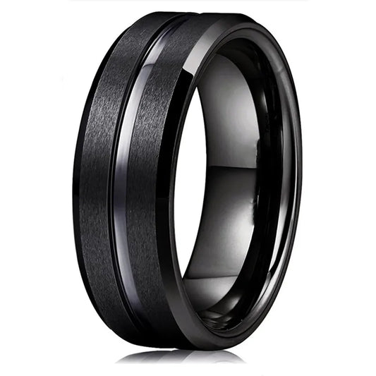 Men’s Matte Black Modern Band Ring
