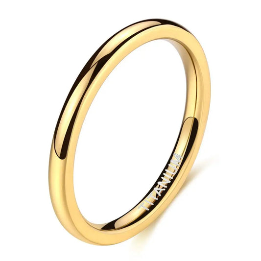 Minimalist Gold Titanium Wedding Band